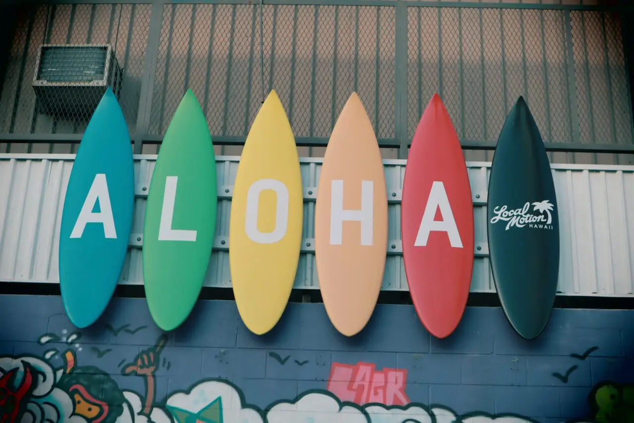 Aloha spelled out in surf boards